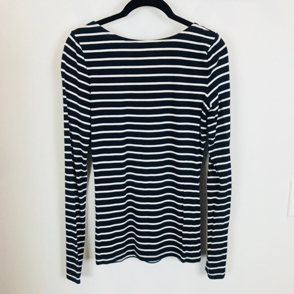Hinge Navy/White Stripe Scoop Back Top